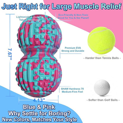 Deep Tissue Massage Lacrosse Ball for Exercise & Recovery - 7.8Inch Peanut Roller-SGS Certification-Targets Back, Shoulder, Neck - Relieves Muscle Knots, Pressure Point Therapy-Myofascial Release Ball