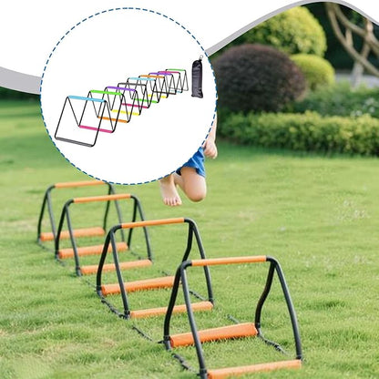 Agility Ladder with Jumping Obstacles, 12 Rung Speed Ladder & 6 Hurdles, Multipurpose Agility Training Equipment for Soccer, Rugby, Footwork Exercise