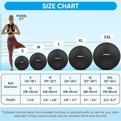 APEXUP Yoga Ball Exercise Ball Anti Slip Heavy Duty for Fitness, Balance & Core Workout