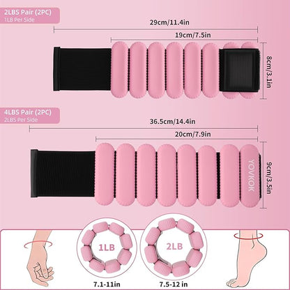 Wrist Weights, Silicone Adjustable Ankle Weights for Women Men - Strengthen Arms and Legs Ideal for for Home Gym Workout, Running, Yoga, Pilates, Barre, Exercise, Strength Training
