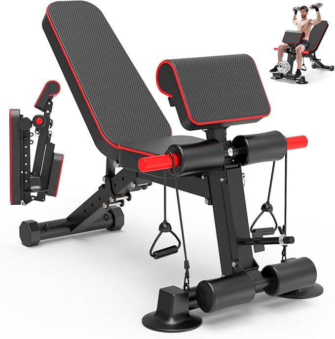 Adjustable Weight Bench - Utility workout Benches for Exercise, Free Installation Design for Portable Fitness Strength Training Equipment at Home Gym