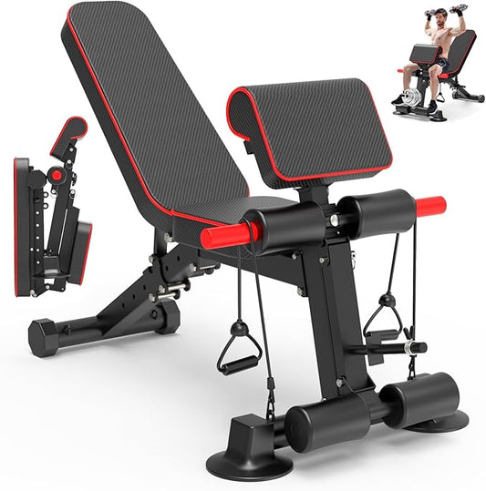 Adjustable Weight Bench - Utility workout Benches for Exercise, Free Installation Design for Portable Fitness Strength Training Equipment at Home Gym
