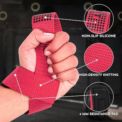 QTF Lifting Wrist Straps for Weightlifting, Gym Wrist Wraps Padded Wrist Support Wraps, Bodybuilding, Powerlifting, Deadlifting and Secure Grip