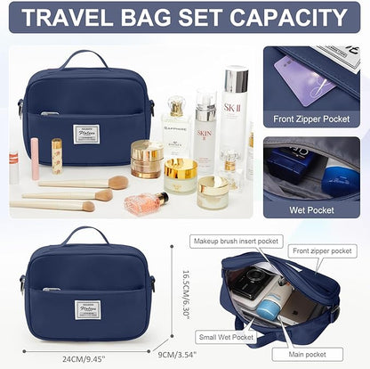 Gym Bag for Women with Shoes Compartment,Small Duffel Bag Sport bag with Toiletry Bag Overnight Travel Tote Bags Weekender Carry on Bag Personal Item Bags for Airlines Dark Blue