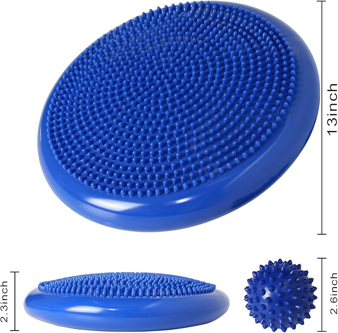 Wobble Cushion, Balance Disc, Wiggle Seat, Balance Pads for Physical Therapy, Stability Disc, Wobble Board for Dogs, Office, Sensory Kids, Classroom with Spiky Massage Ball