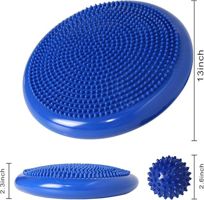 Wobble Cushion, Balance Disc, Wiggle Seat, Balance Pads for Physical Therapy, Stability Disc, Wobble Board for Dogs, Office, Sensory Kids, Classroom with Spiky Massage Ball