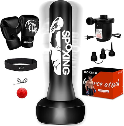 Freestanding Punching Bag for Adults,70" Heavy Duty Boxing Bag with Stand, Kickboxing and MMA Muay Thai Training Equipment for Men and Women Beginners