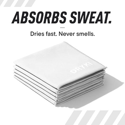 Pocket-Sized Sweat Towels - The Original Sweat Absorbing Handkerchiefs - Quick-Dry Microfiber Sweat Rags for Face, Hands, & Body - Men & Women - Gym, Sports, and Work (White: 5 Pack)