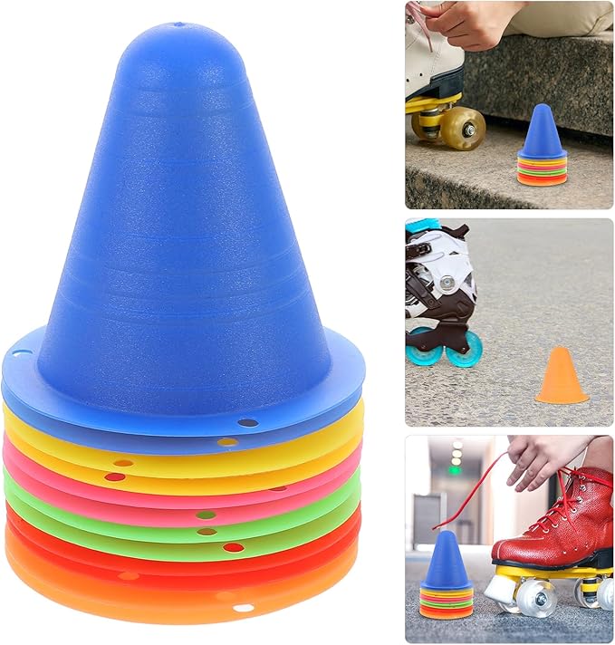 12pcs Rolling Training Cones Sports Agility Mini Cones Set Plastic Soccer Equipment for Skating Drills Outdoor Activity Field Markers