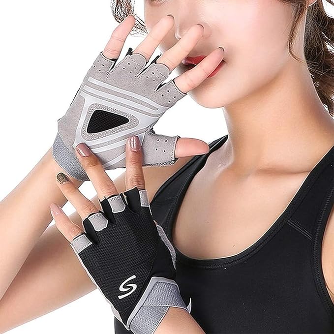 Luwint Women Fingerless Yoga Gloves, Non Slip Padded Barre Pilates Fitness Workout Training Exercise Accessories