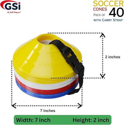 GSi Sports Training Cones for Agility Drills – Soccer & Basketball Multi-Sport Field Markers, Durable Flexible Cones in Multiple Shapes & Packs (20–80 Pack)