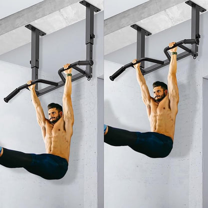 SELEWARE Heavy Duty Welded Pull Up Bar, Versatile Doorway Wall Mount, Joist Mounted, and Ceiling Mounted Chin Up Bars, Thick Metal Sturdy Construction for Full Body Workouts Support 500 lbs
