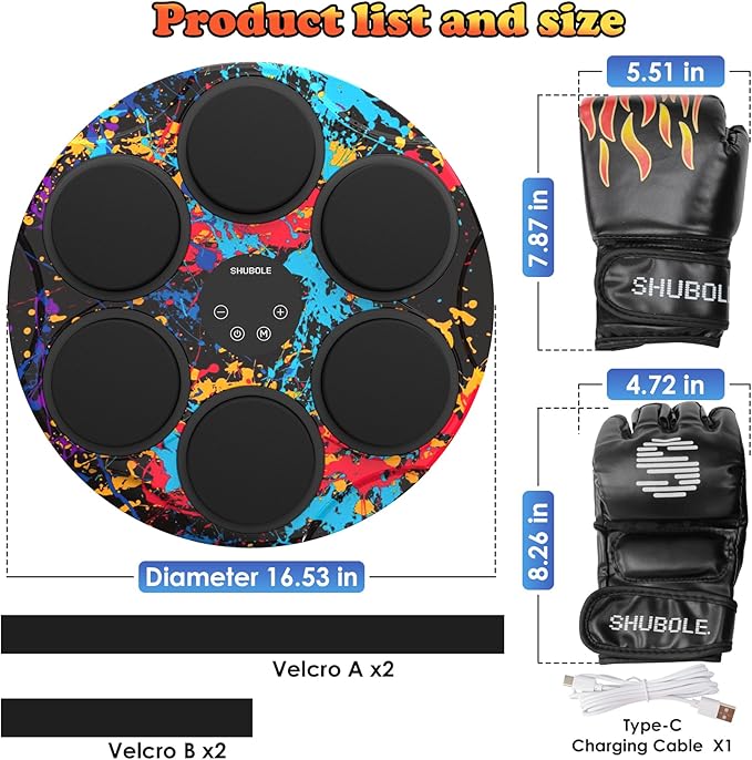Music Boxing Machine with Gloves - Wall Mounted Punching Trainer for Adults & Kids, 9-Speed Punch Game, Wall Boxing Punching pad, 2025 Upgrade Gifts for Boys Age 6+