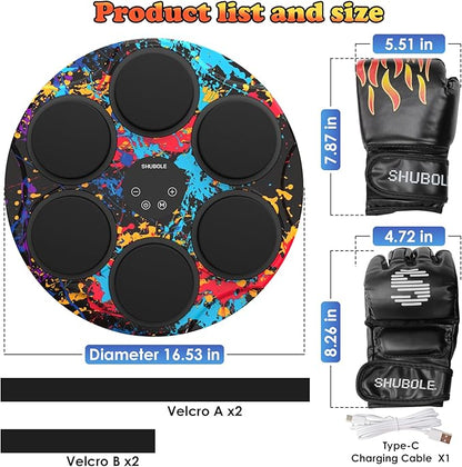 Music Boxing Machine with Gloves - Wall Mounted Punching Trainer for Adults & Kids, 9-Speed Punch Game, Wall Boxing Punching pad, 2025 Upgrade Gifts for Boys Age 6+