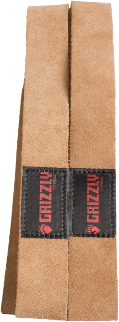 Grizzly Fitness 1.5" Premium Genuine Leather Lifting Wrist Straps for Men and Women | Sold in Pairs | One Size | Used by Pros to increase Grip Strength and Reduce Slipping | 1.5” Wide x 20.5" Long
