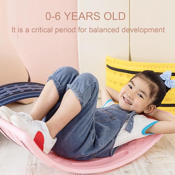 Wobble Board,Balance Board,2025 New Curved Rocking Seesaw Balance Boards Balance Popping Board Non Slip Sensory Training Balance Beam Equipment For 𝐁oys 𝐆irls, Hold Up To 25Kg For Indoor Use