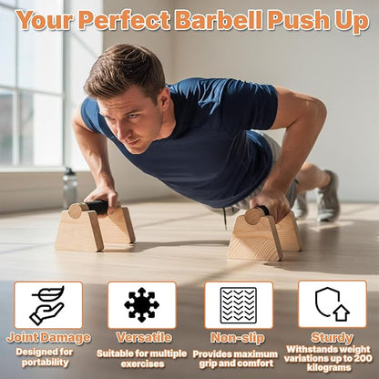 Parallettes Bars, 2 Pcs Wooden Calisthenics Equipment with Non-Slip Base for Handstand Training Push Up Bars Calisthenics Bar Joint-Friendly Beech Wood Calisthenics Equipment for Men