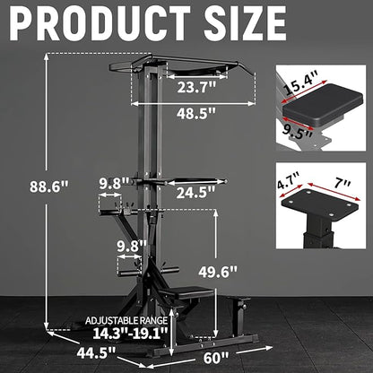 Assisted Pull Up Machine, GMWD 600LBS Leverage Assisted Chin and Dip Machine, 4 in 1 Plate Loaded Gym Equipment, Pull Up Machine with 1:1 Counterweight System & Band Peg for Home Gym