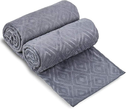 JML Large Microfiber Bath Towels Set of 2, 30" x 60", Oversized, Soft, Super Absorbent,Fast Drying, Perfect for Shower, Sauna,Gym, Sports,Travel, Fitness, Yoga - Grey Diamond Pattern