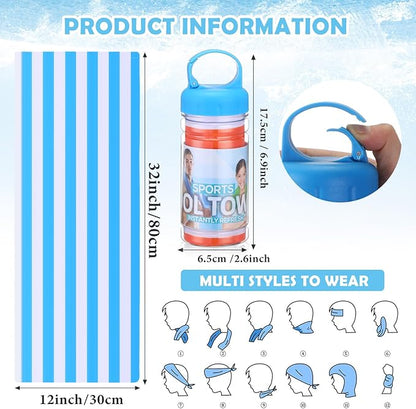 12 Pack 32 x 12 in Cooling Towels Bulk for Neck and Face Microfiber Ice Towel Sweat Towels Breathable Soft Chilly Towel Portable Cool Neck Rags for Yoga Sport Gym Workout Fitness