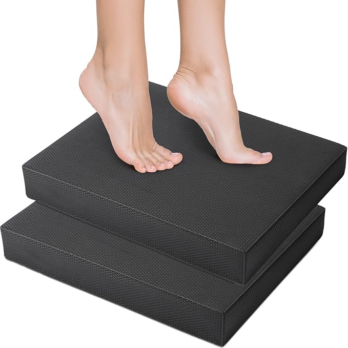 Hungdao 2 Pcs Balance Pad Thick Foam Yoga Core Training Exercise Pad for Adults Physical Therapy Fitness Stability Workout Knee Ankle Strength Training Home Work Floor