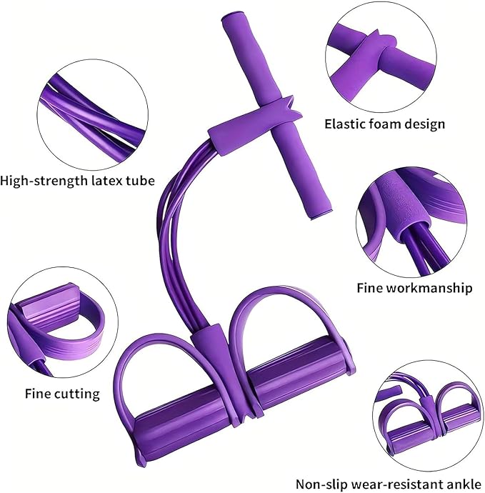 Multifunctional 6 Tube Elastic Yoga Resistance Bands for Waist Arm Leg Stretching, Affordable Training Aid, Latest Upgrade Sit Up Exercise Equipment for Women Men (Purple)