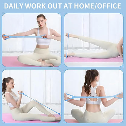 Figure 8 Fitness Resistance Band with Handles, Arm & Back Training Elastic Rope for Pure Barre Workout, Chest, Shoulder Stretching Exercise Equipment for Yoga, Pilates & Physical Therapy.