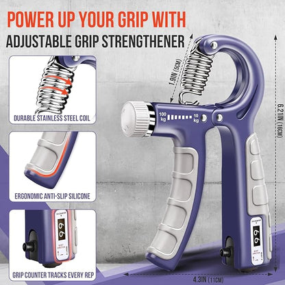 Grip Strength Trainer Kit, 3 Colors Forearm Strengthener & Hand Grip Strengthener, Finger Exerciser & Stretcher for Strength Training, Recovery & Flexibility
