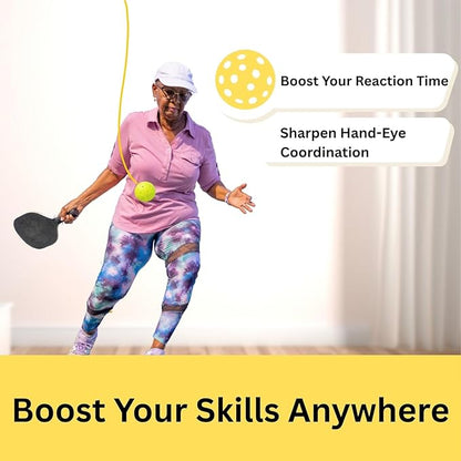 Pickleball Rebound Trainer with Quiet Ball – Door Frame Training Set for Indoor Solo Practice – Boost Reaction Time with Noise-Free Pickleball Anywhere, Great Gift for Beginners & Pros