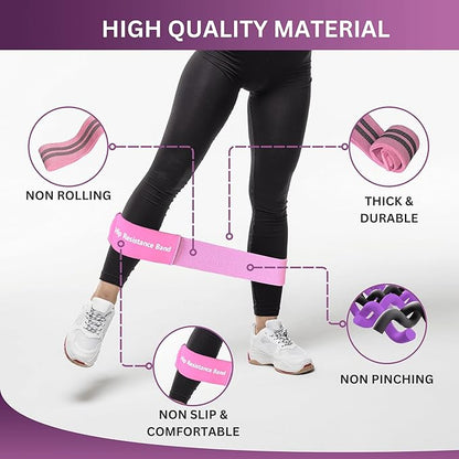 Adjustable Fabric Resistance Bands, Non-Slip Exercise Bands for Men and Women, Perfect Workout Bands for Glutes and Lower Body Training - 1 Pack