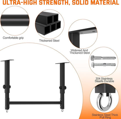 48" Ceiling Mount Pull Up Bar, Heavy Duty Multi-Grip Rafter Chin Up Bar for Garage/Basement/Backyard Ceiling Beam, Adjustable Height&Supports to 650 Lbs