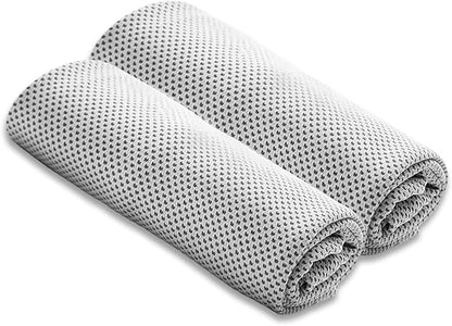 JUAN & JASMIN 2 Pack Cooling Towels (19.5"x15"), Soft Breathable Chilly Towels, Super Absorbent, Ice Wraps, Towels-Ideal for Hiking, Running, Workout, Gym, Dancing, Camping, Fitness (Light Gray)