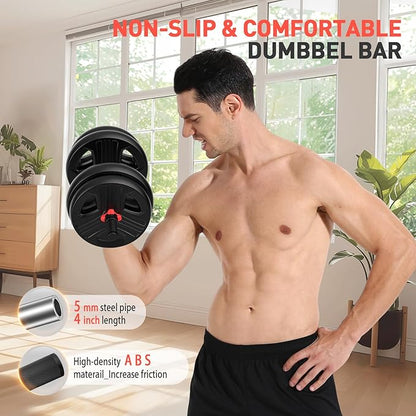 Adjustable Dumbbell Set, 20/30/40/60/80 lb Free Weight Set with Connector, 3-in-1 Design for Dumbbell, Barbell, and Weight Plate Training, Home Gym Fitness Equipment for Men and Women