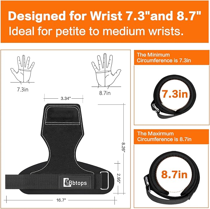 Weight Lifting Wrist Strap, Double-Layer Leather Wrist Straps for Gym Strength Training Weightlifting,Deadlift and Powerlifting, Enhance Grip Strength Neoprene Padding Gym Workout Lifting Straps Men/Women Pair