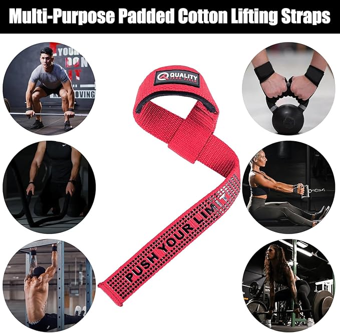 QTF Lifting Wrist Straps for Weightlifting, Gym Wrist Wraps Padded Wrist Support Wraps, Bodybuilding, Powerlifting, Deadlifting and Secure Grip