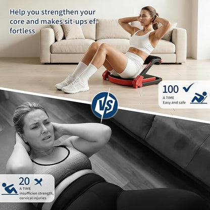 Ab Trainer Machine, Ab Workout Equipment with 4 Adjustable Resistance, Portable Adjustable Sit Up Machine, 264 LBS Weight Capacity for Home/Office