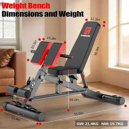 K KiNGKANG Adjustable Weight Bench,Multi-Functional Roman Chair for Full All-in-One Body Workout Hyper Back Extension and Sit up