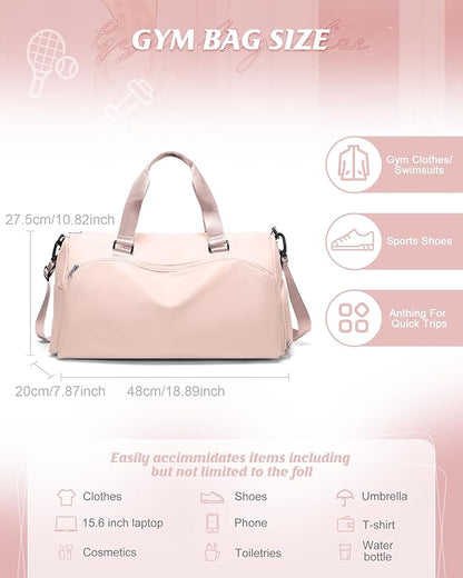 Gym Bag Womens,Travel Duffel Carry on Bag Sport Tote Bag Weekend Overnight Bag