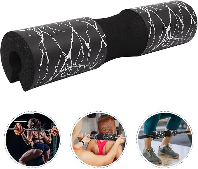 DOITOOL Fitness Barbell Pad and Shoulder Squat Cushion with Thick Foam, Neck and Hip Thrust Protective Pad for Weightlifting, Black Marble Pattern, Fitness Barbell Cover for Squats