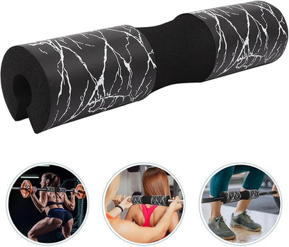 DOITOOL Fitness Barbell Pad and Shoulder Squat Cushion with Thick Foam, Neck and Hip Thrust Protective Pad for Weightlifting, Black Marble Pattern, Fitness Barbell Cover for Squats