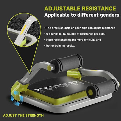 Ab Trainer/Crunch Machine, Ab Workout Equipment, 4 Adjustable Resistance, Ab Machine for Stomach Workout, 350 LBS Weight Capacity, Automatic Rebound, Ab Core Machine,Fitness Equipment for Home
