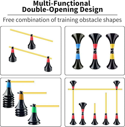 Obstacle Cones for Basketball Football and Sports Training, 10pcs Cones and 10pcs Poles with Carry Bag, Basketball Cones and Soccer Agility Poles for Soccer Basketball Speed Training