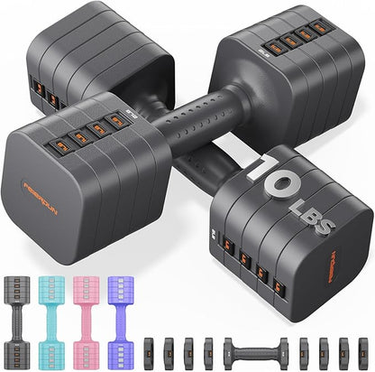 FEIERDUN 5-in-1 Adjustable Dumbbell Set of 2, 12LBS/20LBS Hand Weights for Women, Men, 1s-Adjust Dual-Stable Dumbbell Set for Women Home Gym & Outdoor