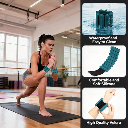Wrist & Ankle Weights for Women Men, 1lb/2lb/4lb Set of 2 - Adjustable Wearable Weighted Bands, Waterproof Silicone Arm & Leg Weights for Pilates, Yoga, Walking, Dance, Home Workout & Gym