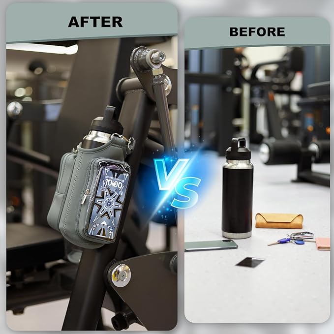 Magnetic Gym Bags for Men & Women with Adjustable Strap,Magnetic Bag Water Bottle Holder for Travel, Work,Sports,Water Bottle Sling Bag with Pocket (Gray)