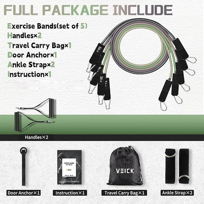 VEICK Resistance Bands, Exercise Bands, Workout Bands, Resistance Bands for Working Out with Handles for Men and Women, Exercising Bands for Fitness Weights Work Out at Home