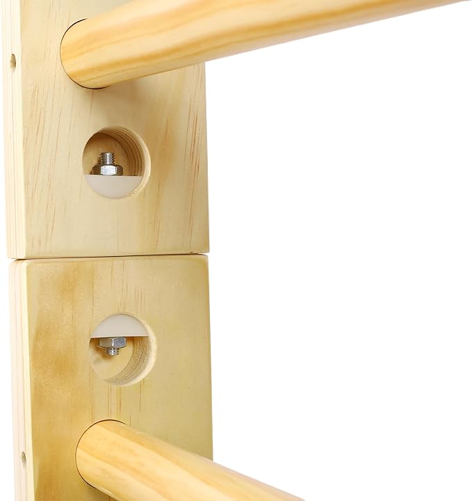Wooden Swedish Ladder Stall Bars – Adjustable Pull-Up Bar for Gymnastics, Physical Therapy, Strength Training & Home Fitness – Durable Beech & Pine Wood, Wall-Mounted