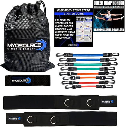 Cheer Kinetic Bands – Leg Resistance Bands for Cheerleaders | Improve Flexibility, Jumps, Stunts & Tumbling | 4-Level Resistance System with 12 Stunt Strap Colors + Digital Training Downloads