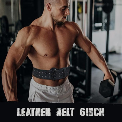Leather Weightlifting Belt for Men & Women – 4" & 6" Width – Heavy Duty Gym Belt for Powerlifting, Bodybuilding, CrossFit – Adjustable Support for Back & Core – Ideal for Squats & Deadlifts