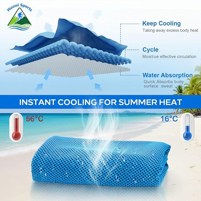 Cooling Towel 4 Pack, 40"x12" Ice Towel for Instant Relief, Microfiber Chilly Towel for Sports, Gym, Running, Yoga, Golf, Camping, Fitness (Mix 2)